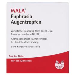 Verpackung von Euphrasia Augentropfen ohne Konservierungsstoffe gegen Bindehautentzündung.